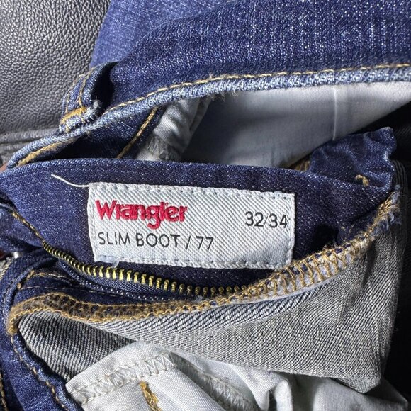 Wrangler Men's Slim Fit Boot Cut Jeans Blue Denim 5-Pocket Outdoor Preppy 32/34 - Picture 15 of 16